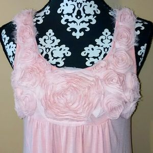 Ladies Espresso Sleeveless Blouse with Rosette detail across the chest S…